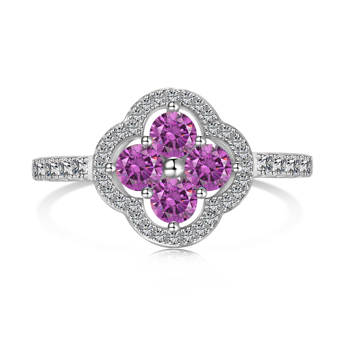 [Royal Jewelry]Four Leaf Clover Flower Design Ring