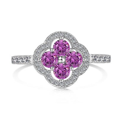[Royal Jewelry]Four Leaf Clover Flower Design Ring
