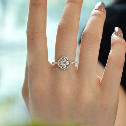 [Royal Jewelry]Four Leaf Clover Flower Design Ring