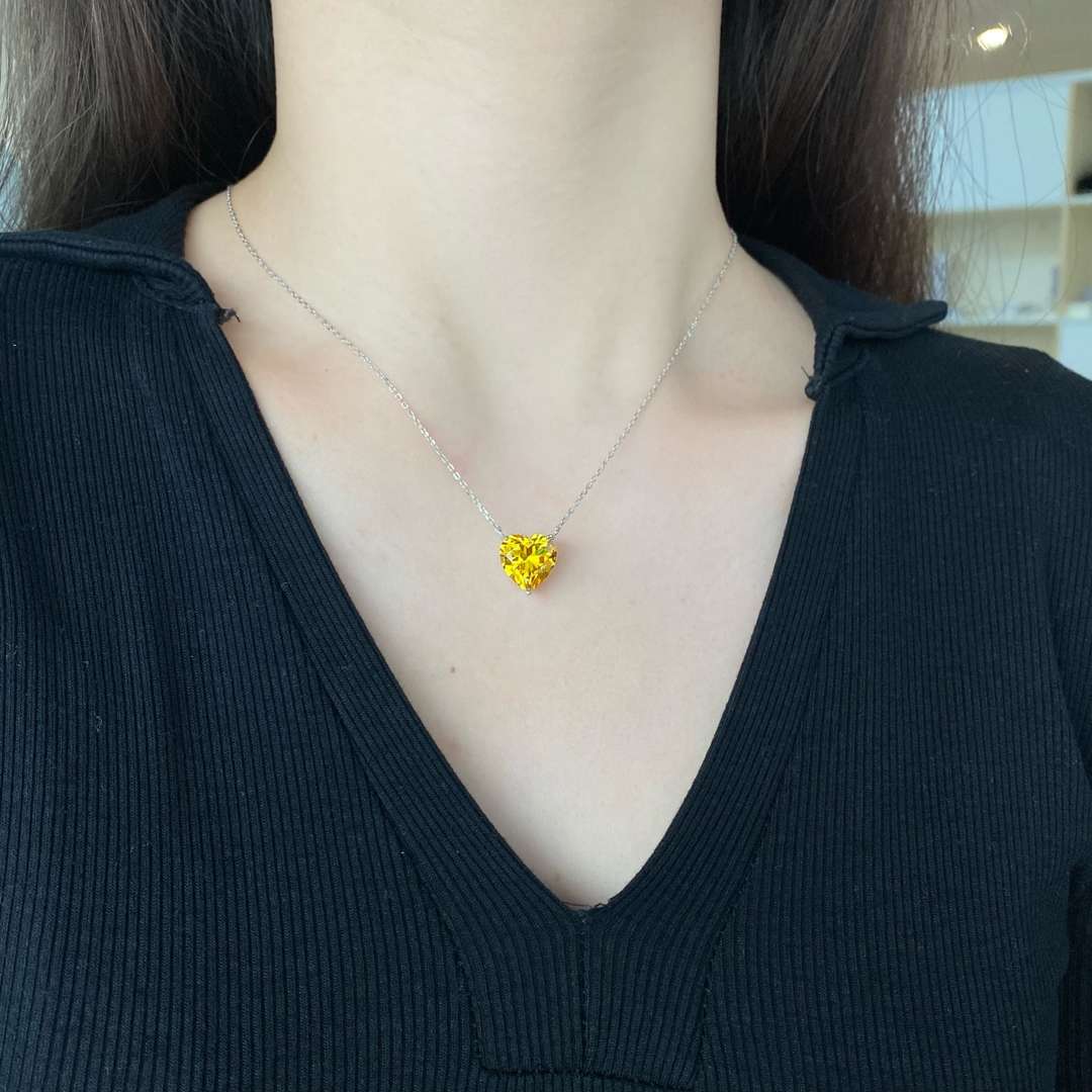 [Royal Jewelry]6.0 carat Radiant Heart Shape Necklace