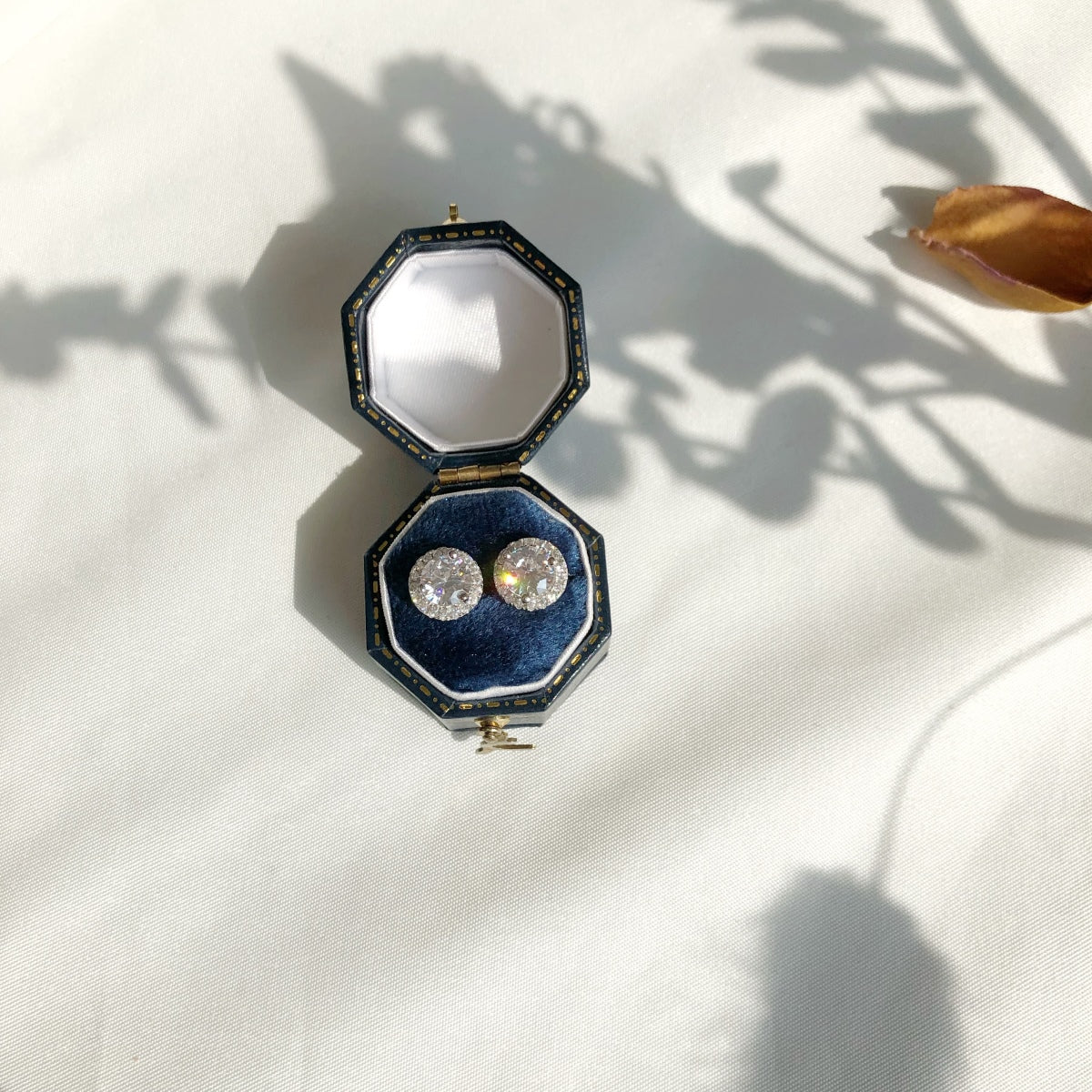 [Royal Jewelry]Classic Princess Round Shape Earrings