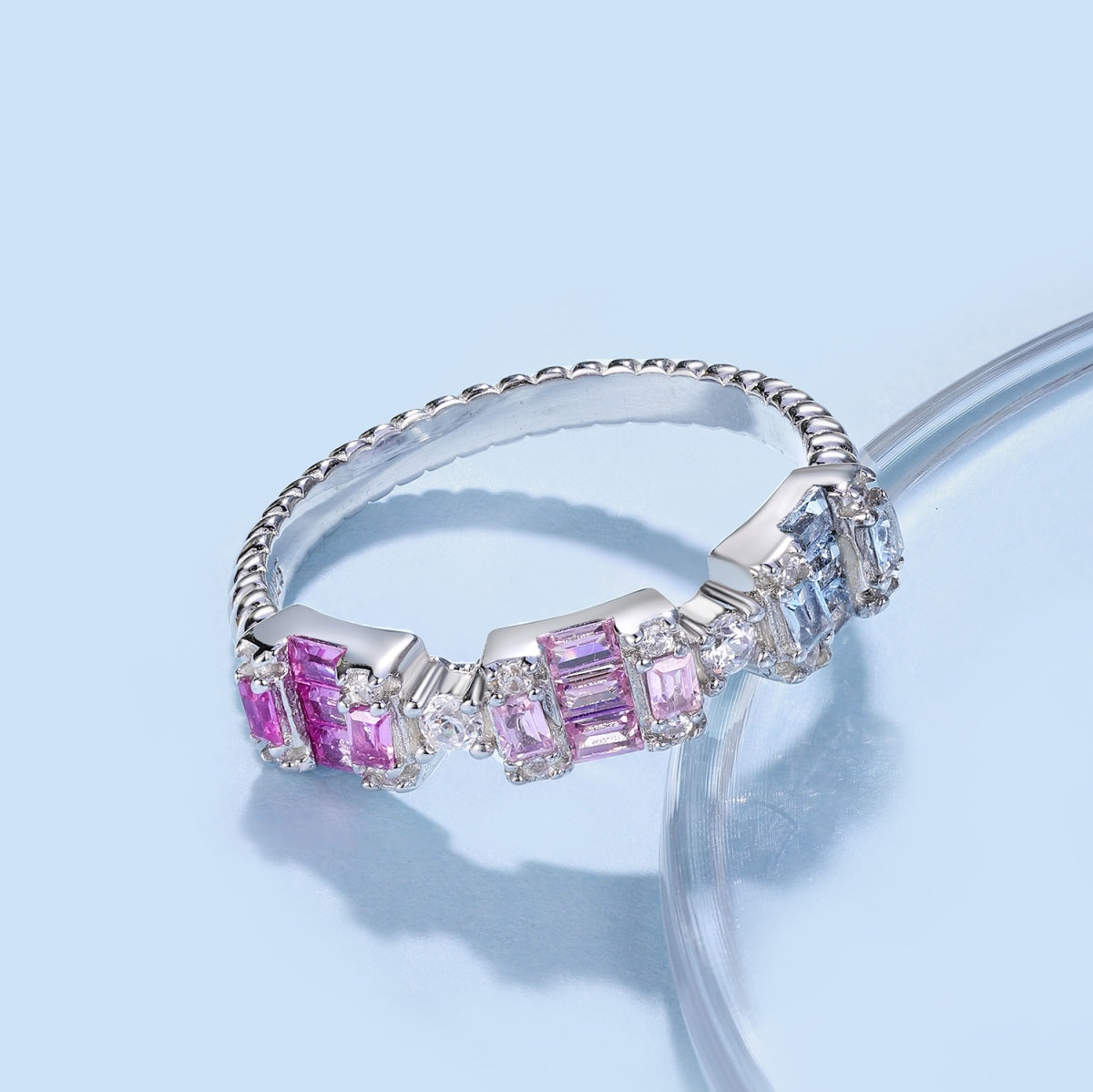 [Royal Jewelry]Unique Colorful Emerald Cut Party Ring
