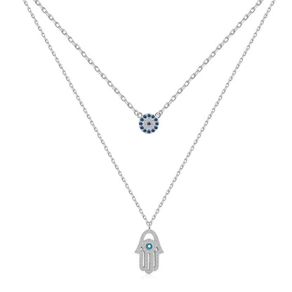 [Royal Jewelry]Demon Eye Hamsa Palm Necklace