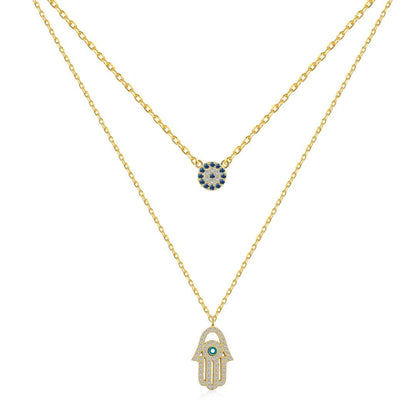[Royal Jewelry]Demon Eye Hamsa Palm Necklace