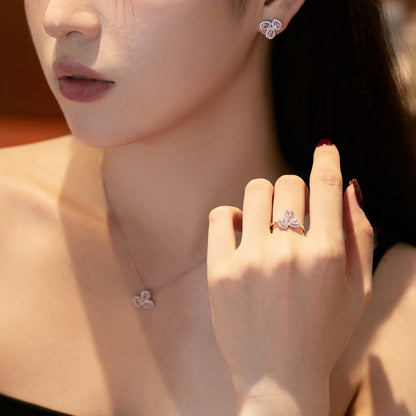 [Royal Jewelry]Elegant Flower Shape Pear Cut Necklace