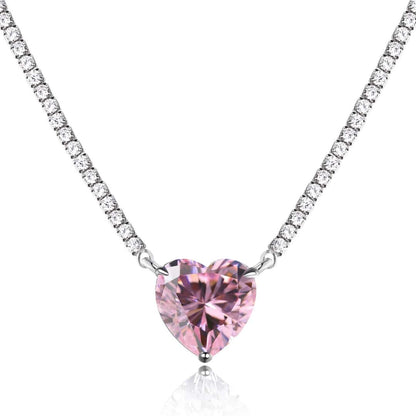 [Royal Jewelry]8.0 Carat Versatile Colorful Sweet Heart-Shaped Tennis Necklace