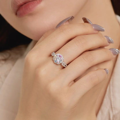 [Royal Jewelry]Delicate Colorful Round Cut Flower Shape Wedding Ring