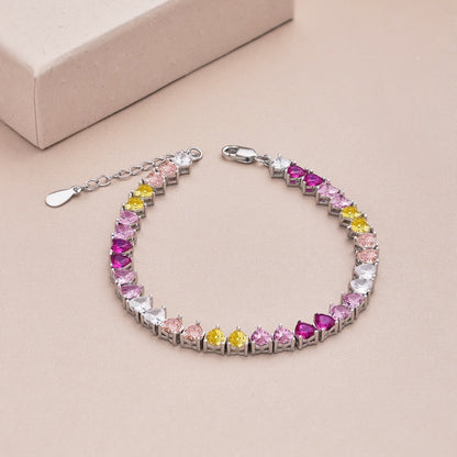 [Royal Jewelry]Luxurious Colorful Romantic Heart Shape Lover Bracelet