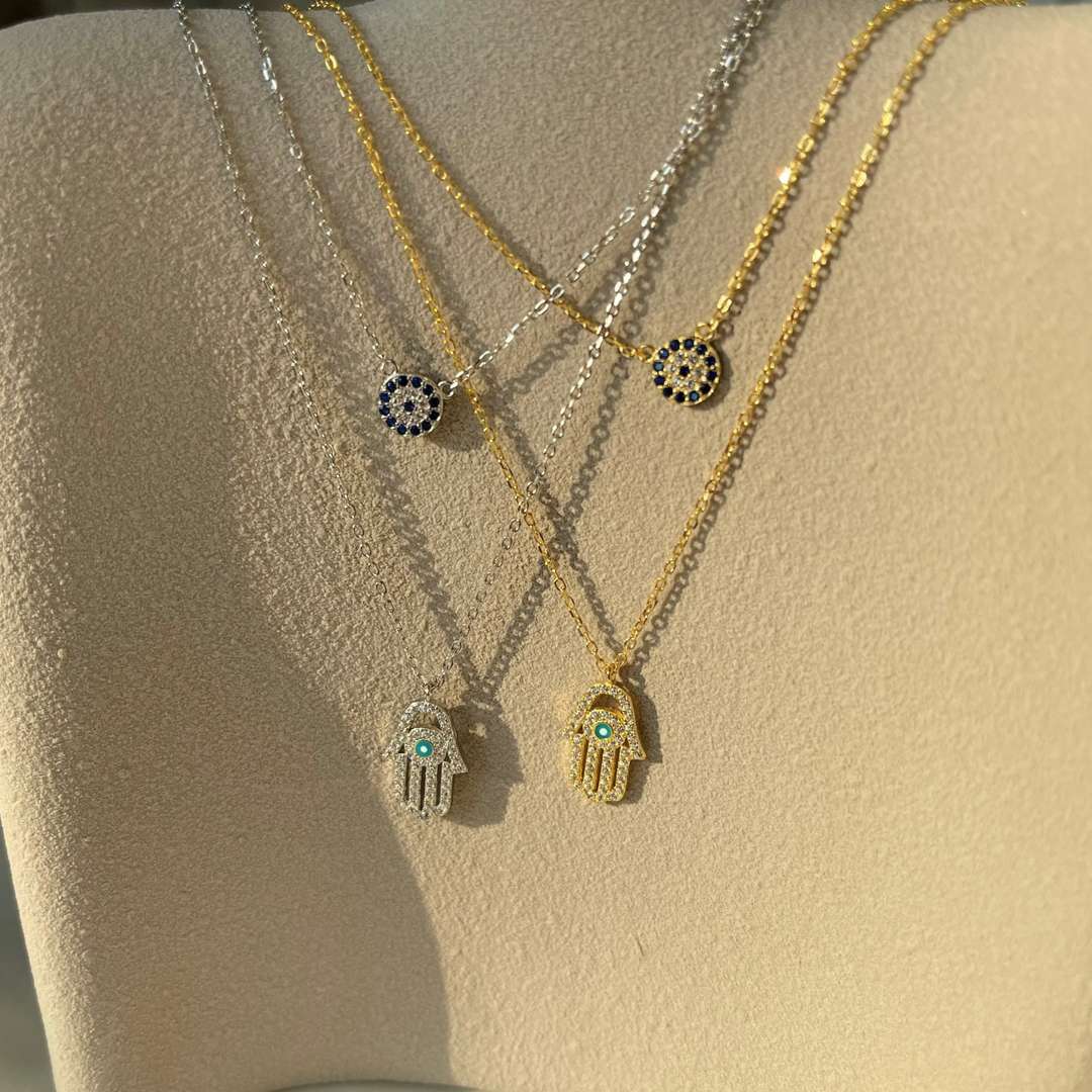 [Royal Jewelry]Demon Eye Hamsa Palm Necklace