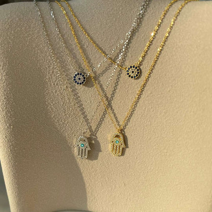 [Royal Jewelry]Demon Eye Hamsa Palm Necklace