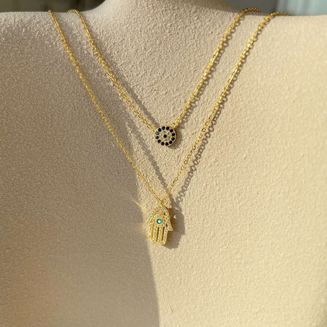 [Royal Jewelry]Demon Eye Hamsa Palm Necklace