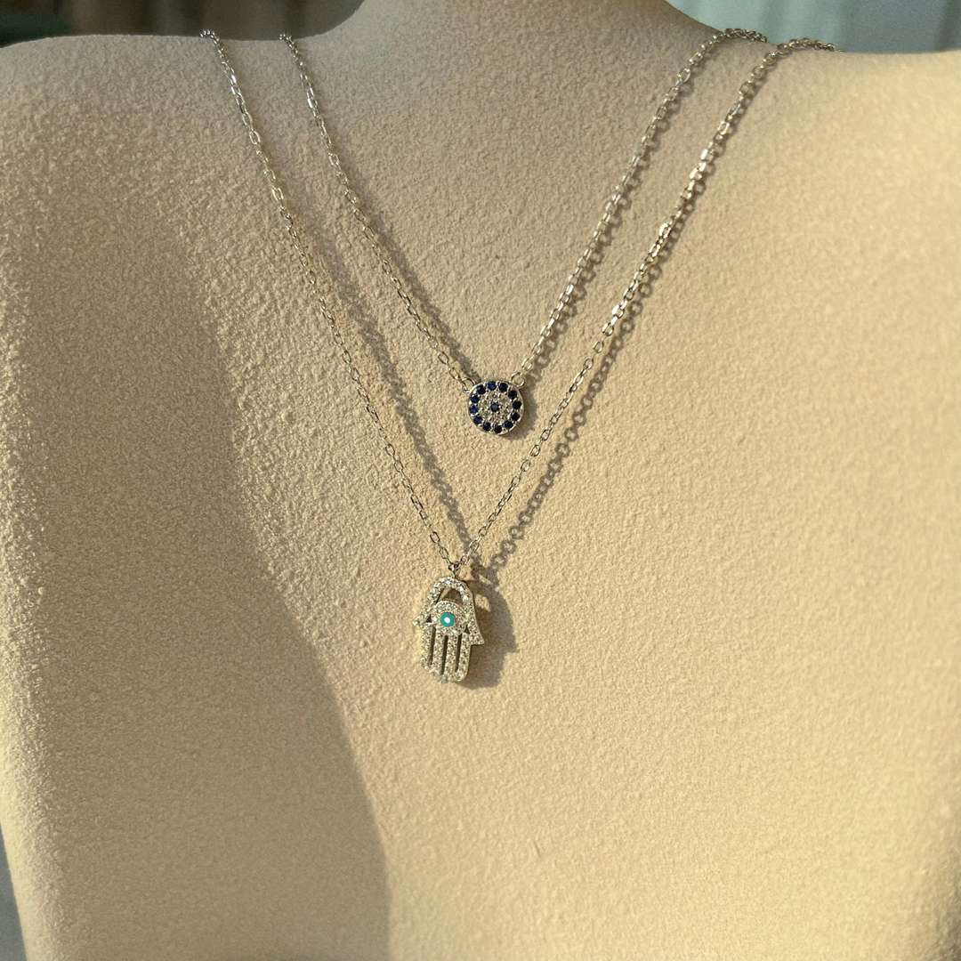 [Royal Jewelry]Demon Eye Hamsa Palm Necklace