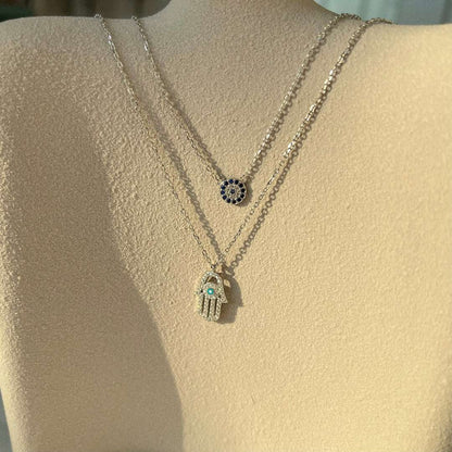 [Royal Jewelry]Demon Eye Hamsa Palm Necklace