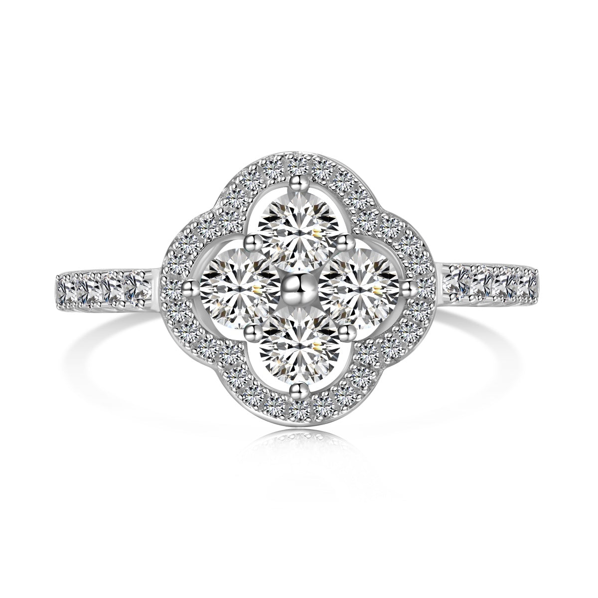 [Royal Jewelry]Four Leaf Clover Flower Design Ring