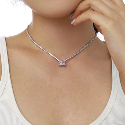 [Royal Jewelry]4.0 Carat Elegant Radiant Cut Necklace