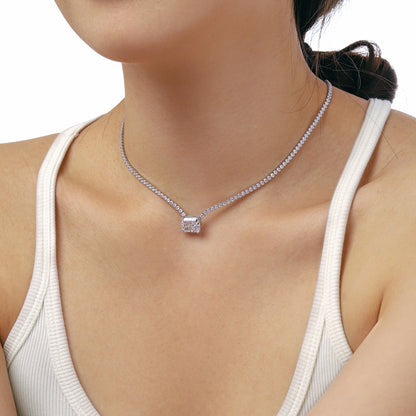 [Royal Jewelry]4.0 Carat Elegant Radiant Cut Necklace