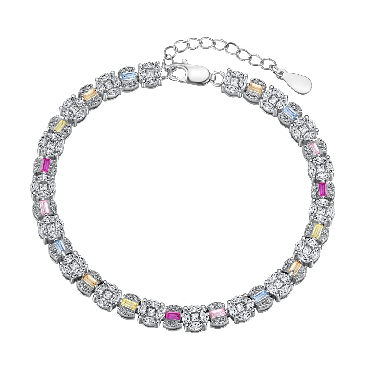 [Royal Jewelry]Dazzling Radiant Multi Cut Daily Bracelet