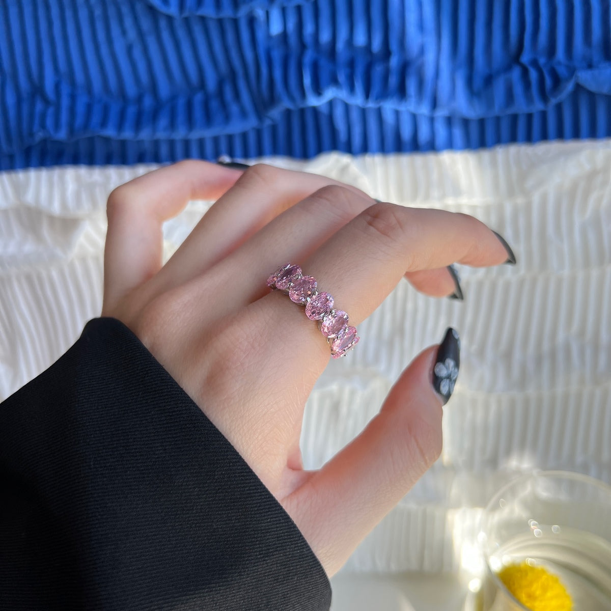 [Royal Jewelry]Dainty Elongated Cushion Cut Tennis Ring
