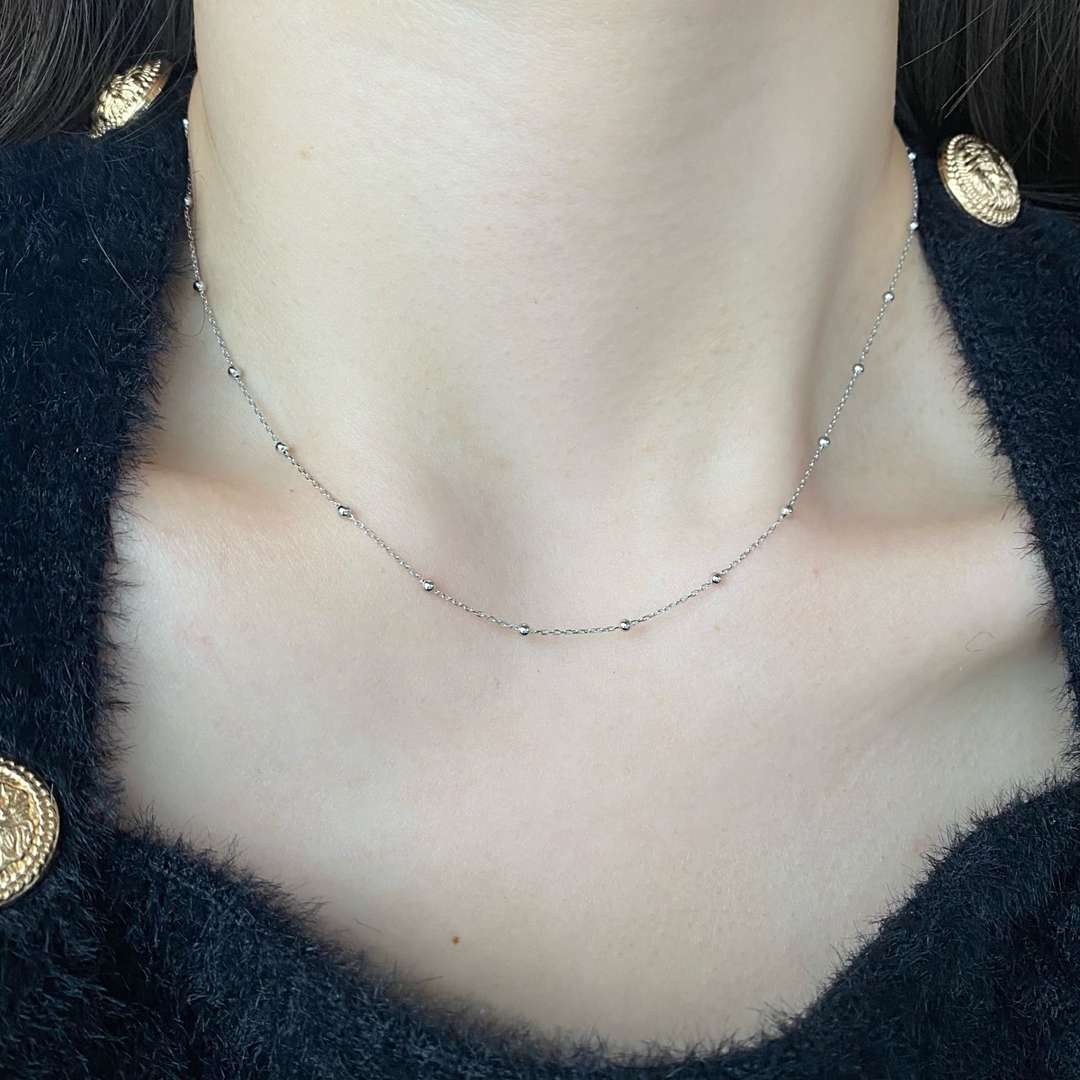 [Royal Jewelry]Small Bead Clavicle Chain Simple Necklace