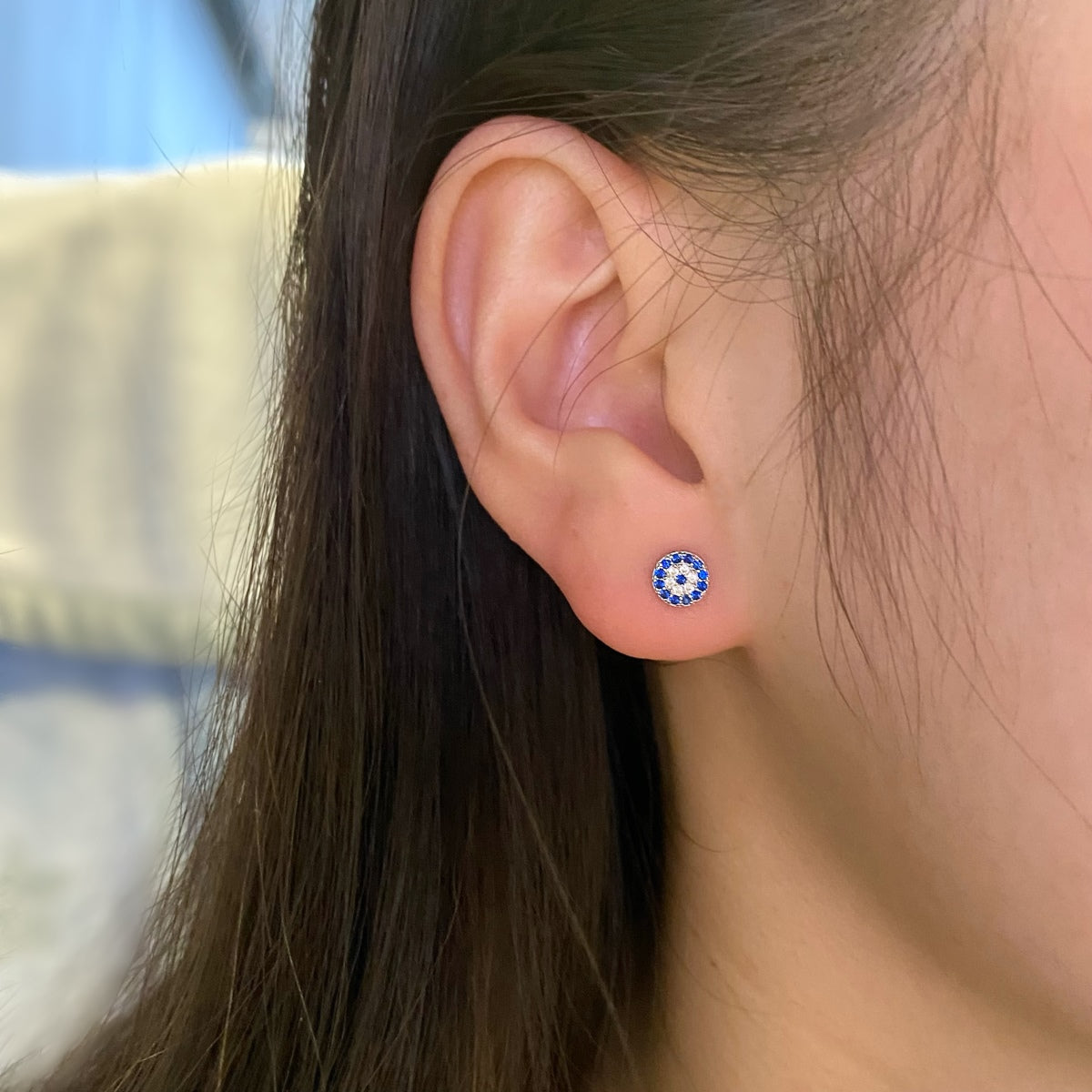 [Royal Jewelry]Devil's Eye Ear Bone Nail Earrings
