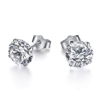 [Royal Jewelry]Stylish Shiny Round Center Stone Stud Earrings