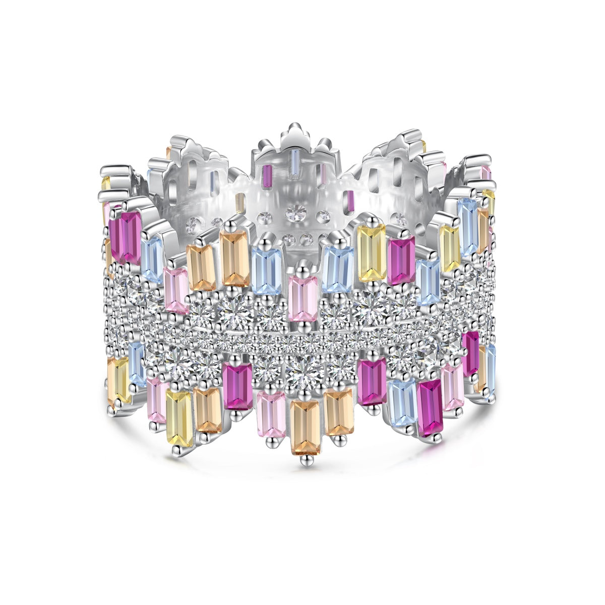 [Royal Jewelry]Luxurious Colorful Radiant Cut Daily Ring