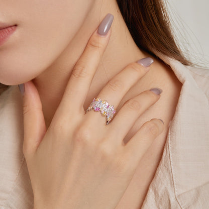 [Royal Jewelry]Luxurious Colorful Radiant Cut Daily Ring