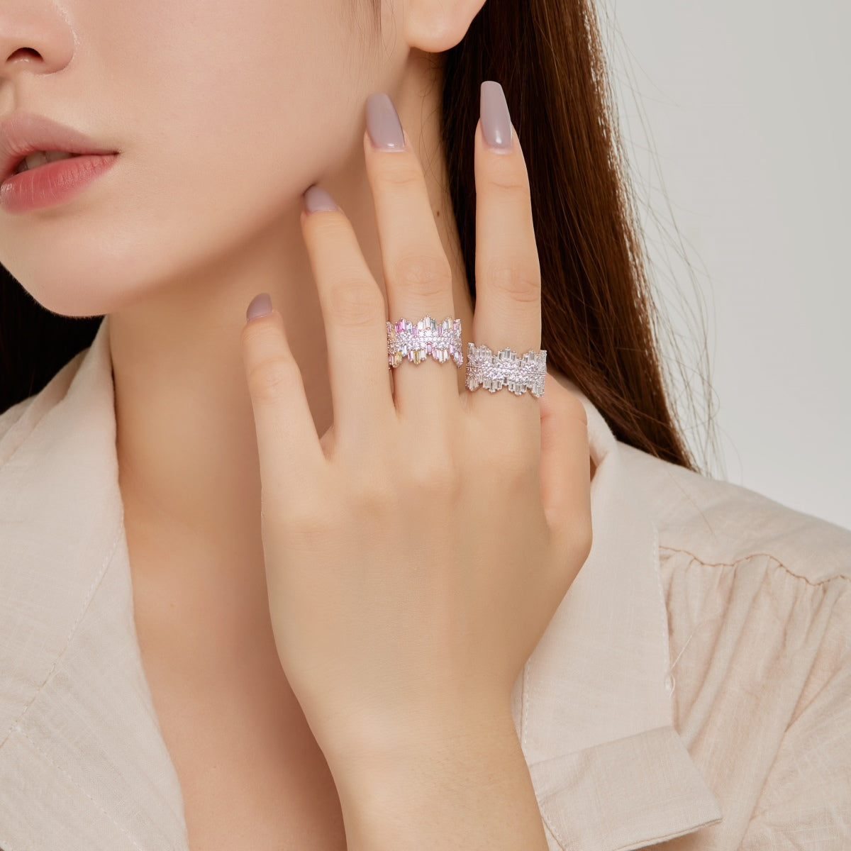 [Royal Jewelry]Luxurious Colorful Radiant Cut Daily Ring