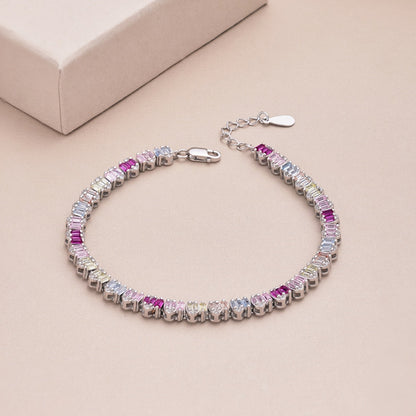 [Royal Jewelry]Delicate Colorful Emerald Cut Party Bracelet