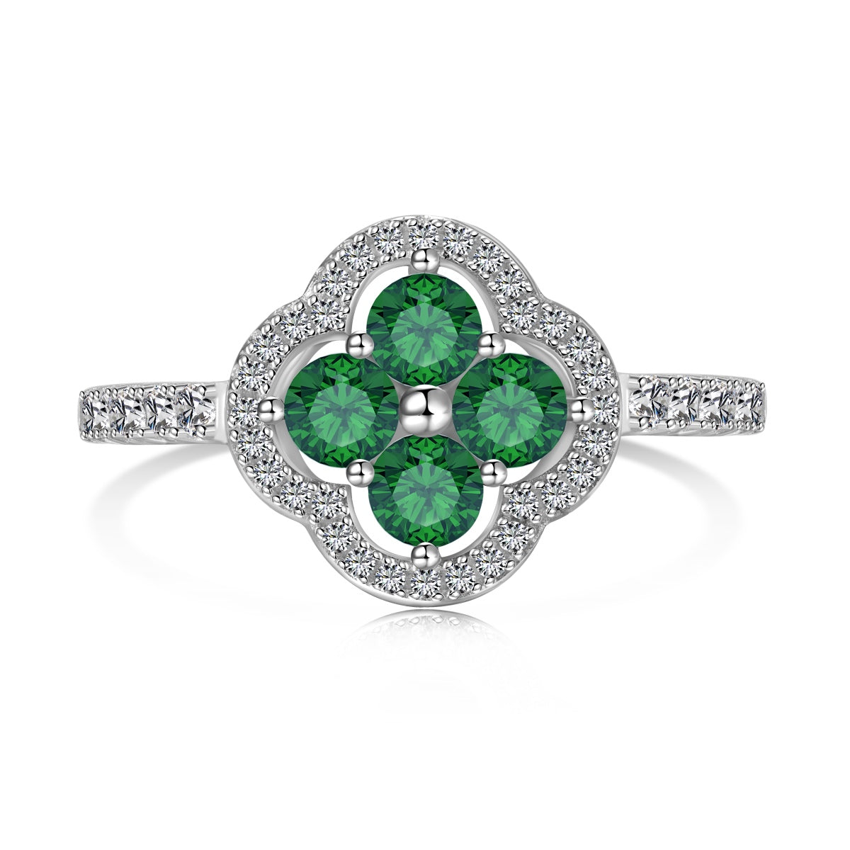 [Royal Jewelry]Four Leaf Clover Flower Design Ring