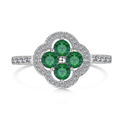 [Royal Jewelry]Four Leaf Clover Flower Design Ring