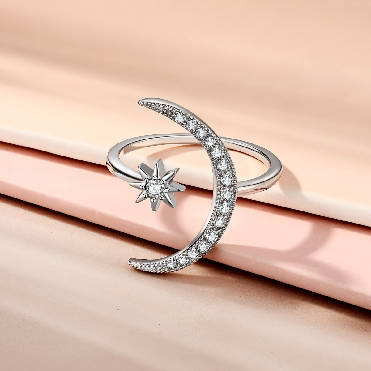 [Royal Jewelry]Eternity Moon & Star Ring