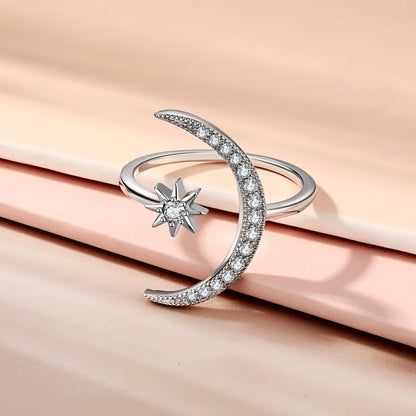 [Royal Jewelry]Eternity Moon & Star Ring