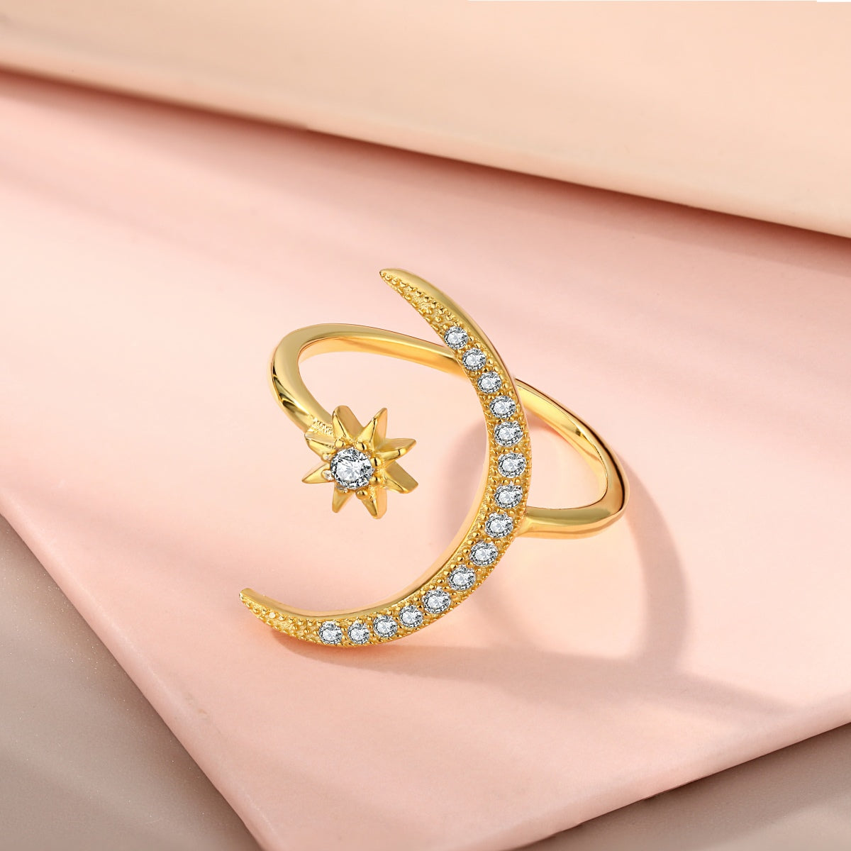 [Royal Jewelry]Eternity Moon & Star Ring