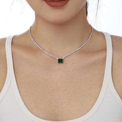 [Royal Jewelry]4.0 Carat Elegant Radiant Cut Necklace
