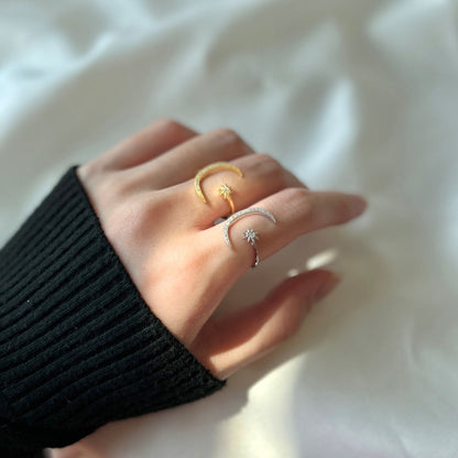 [Royal Jewelry]Eternity Moon & Star Ring