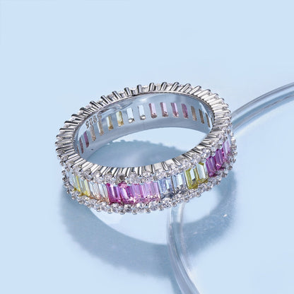 [Royal Jewelry]Dainty Kaleidoscopic Emerald Cut Daily Ring