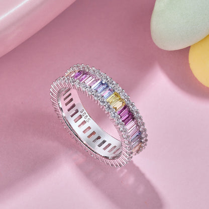[Royal Jewelry]Dainty Kaleidoscopic Emerald Cut Daily Ring