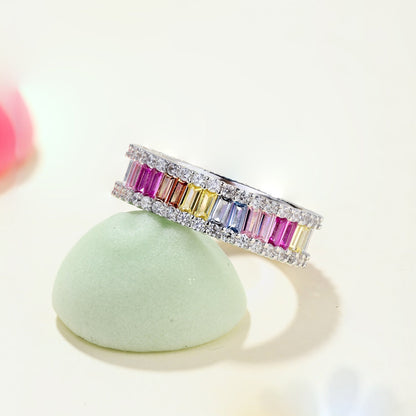 [Royal Jewelry]Dainty Kaleidoscopic Emerald Cut Daily Ring