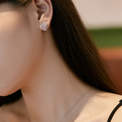 [Royal Jewelry]Ornate Flower Shape Pear Cut Lover Earrings