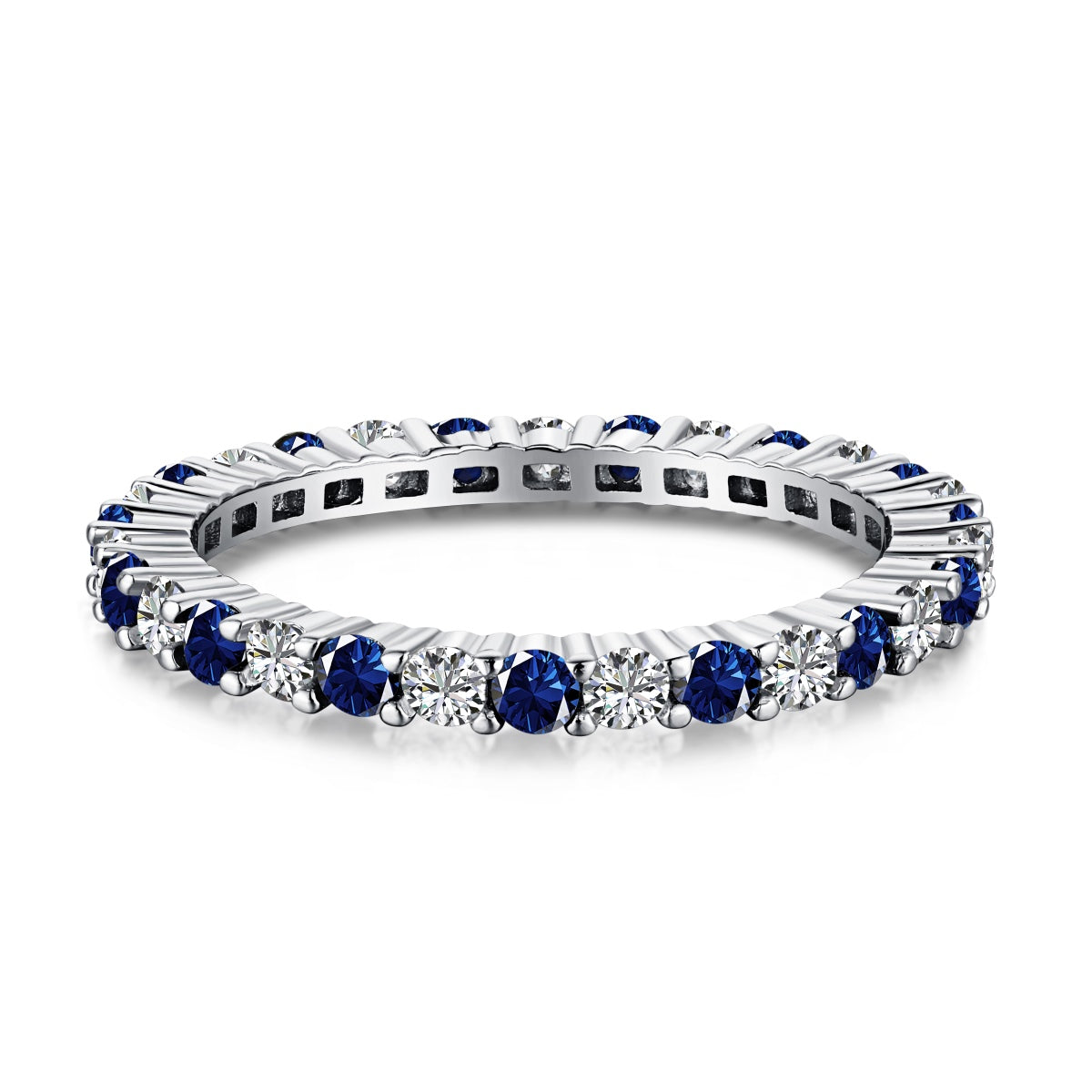 [Royal Jewelry]Exquisite Colorful Round Cut Tennis Ring