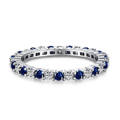 [Royal Jewelry]Exquisite Colorful Round Cut Tennis Ring