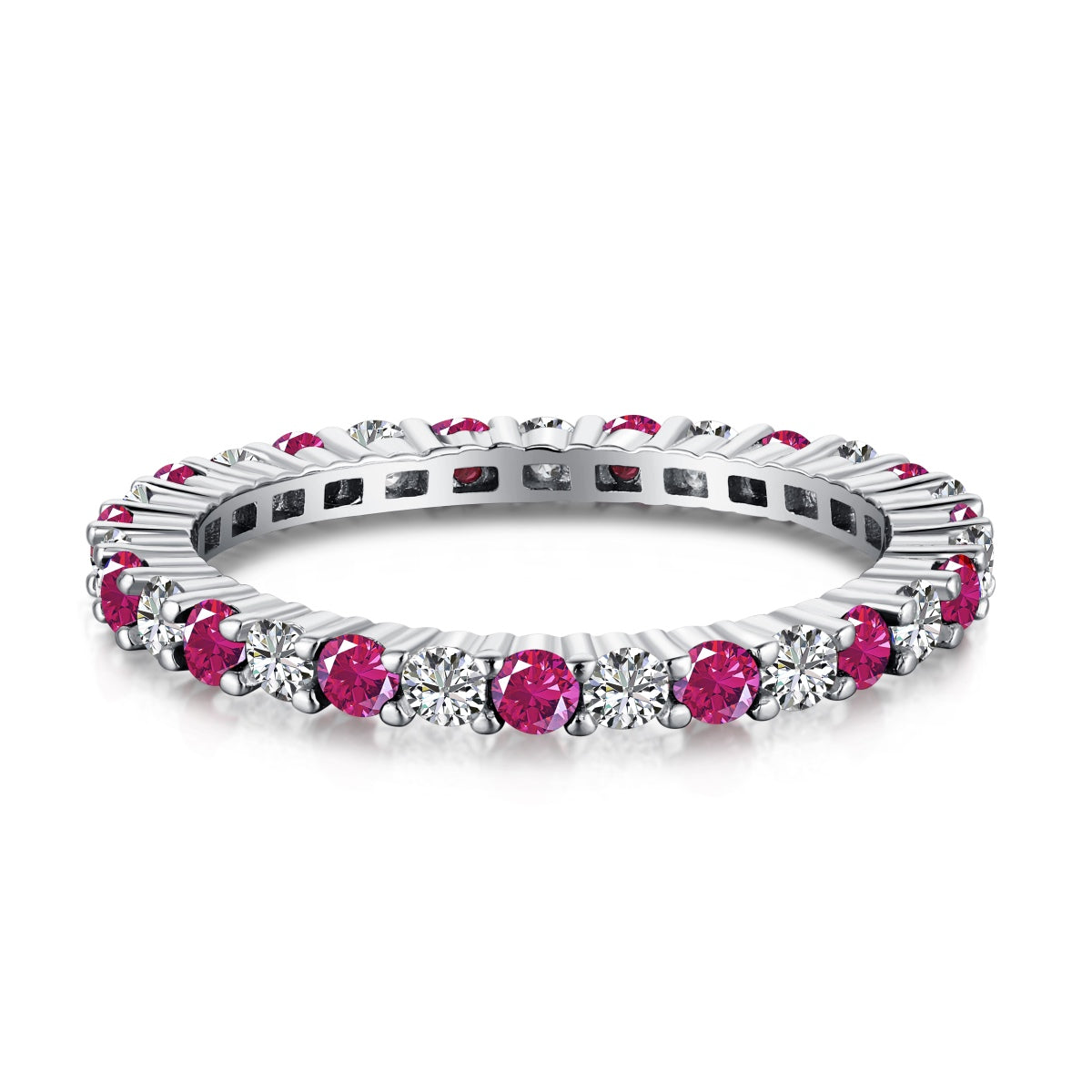 [Royal Jewelry]Exquisite Colorful Round Cut Tennis Ring