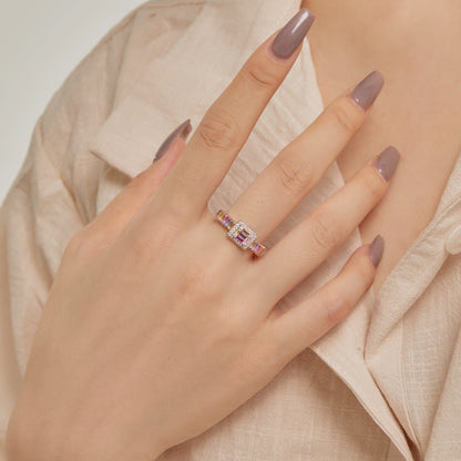 [Royal Jewelry]Exquisite Colorful Radiant Cut Party Ring