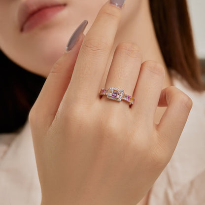 [Royal Jewelry]Exquisite Colorful Radiant Cut Party Ring