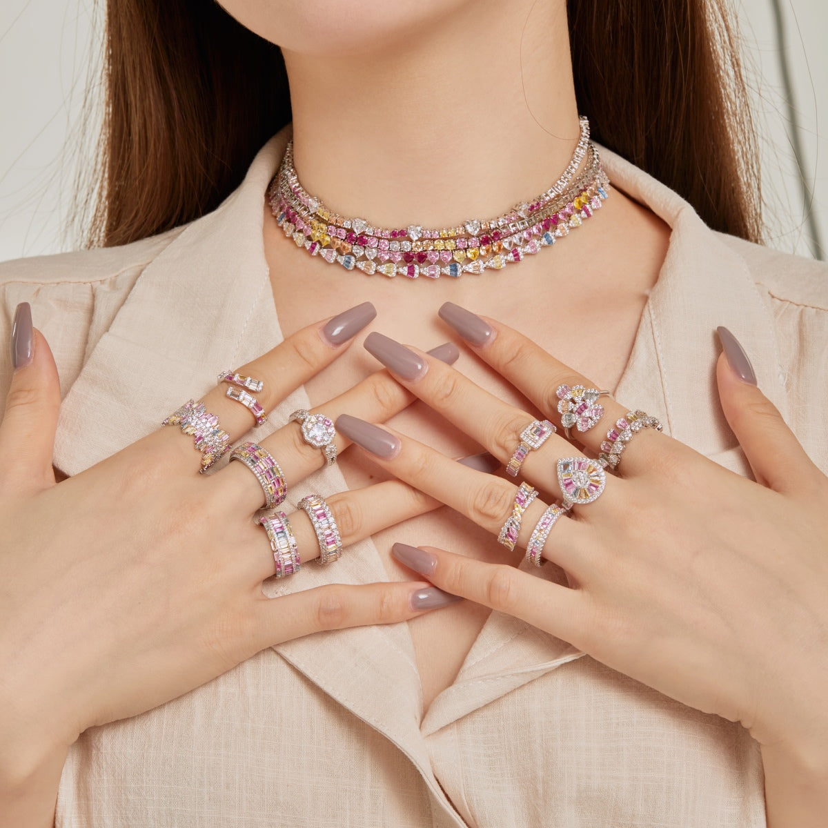 [Royal Jewelry]Exquisite Colorful Radiant Cut Party Ring
