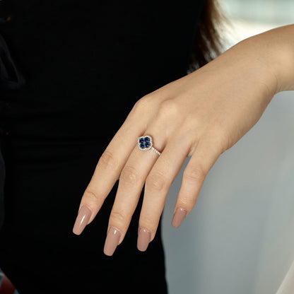[Royal Jewelry]Four Leaf Clover Flower Design Ring