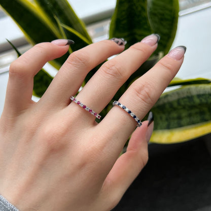 [Royal Jewelry]Exquisite Colorful Round Cut Tennis Ring