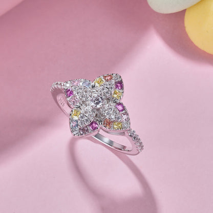 [Royal Jewelry]Luxurious Colorful Flower Shape Banquet Ring