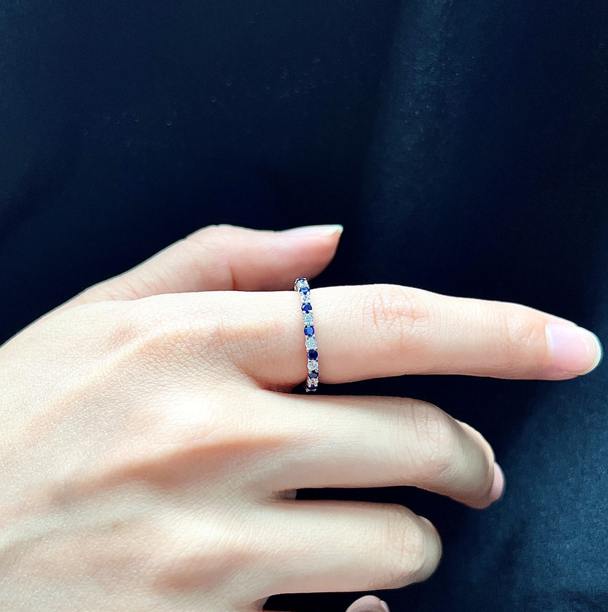 [Royal Jewelry]Exquisite Colorful Round Cut Tennis Ring